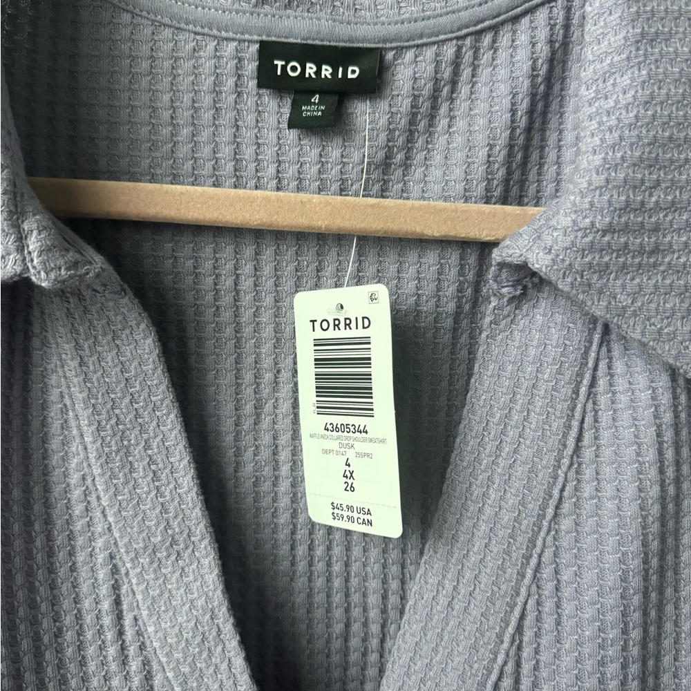 Torrid Waffle Collared Drop Shoulder Top 4x NWT - Picture 5 of 5